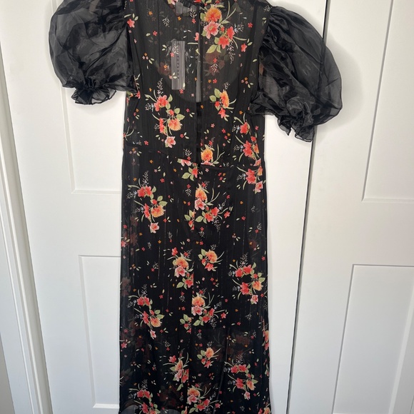 Topshop NWT Floral Printed Organza Sheer Midi Dress Women's Size 14 US - Picture 7 of 8